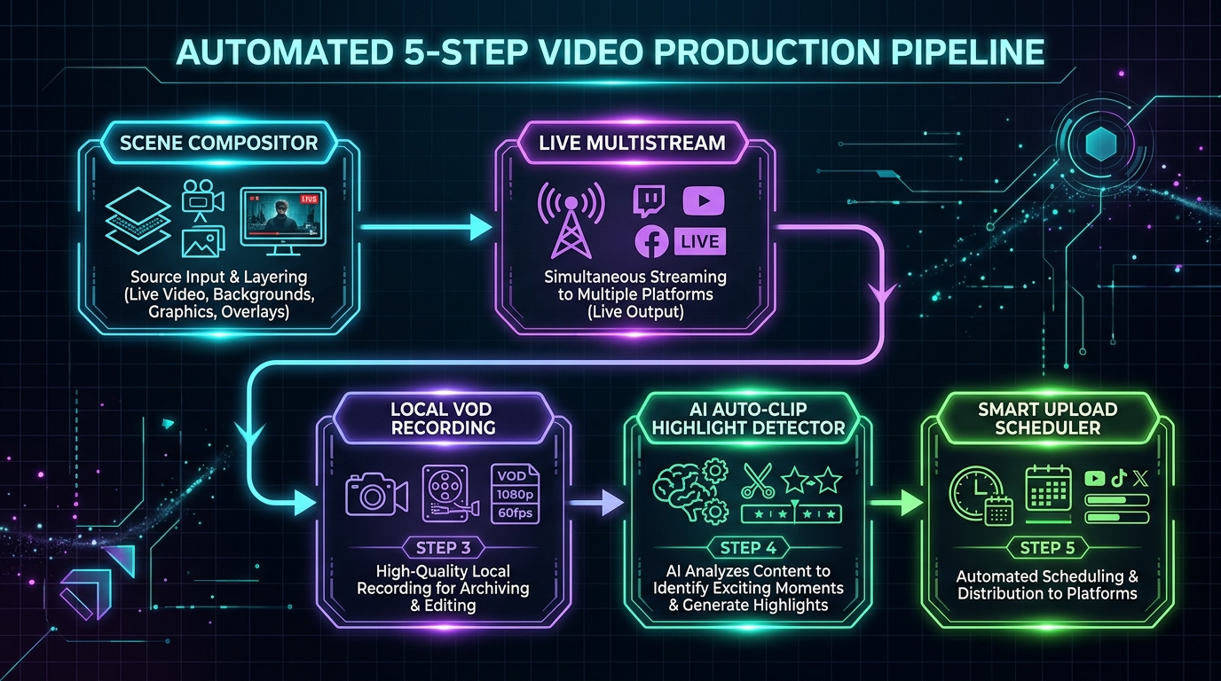 Automated 5-Step Video Production Pipeline